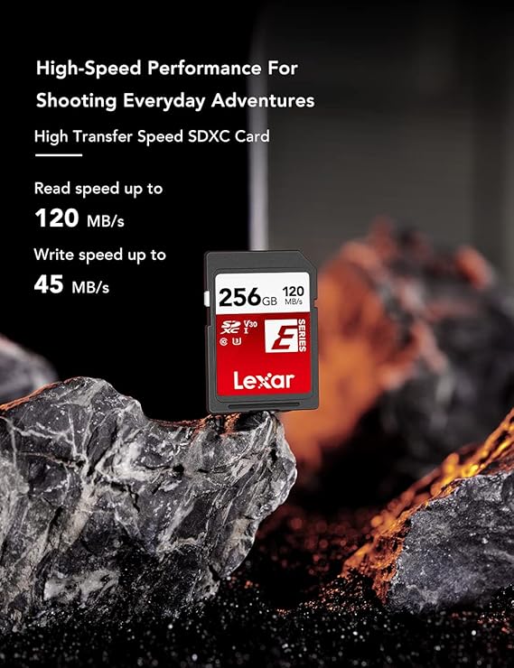 Lexar SD Card 256GB, SDXC UHS-I Flash Memory Card, Up to 120MB/s Read, Up to 45MB/s Write, U3, V30, C10, Full-HD and 4K UHD (LSDESXX256G-BNNNG) Lexar SD Card 256GB, SDXC UHS-I Flash Memory Card, Up to 120MB/s Read, Up to 45MB/s Write, U3, V30, C10, Full-HD and 4K UHD (LSDESXX256G-BNNNG)